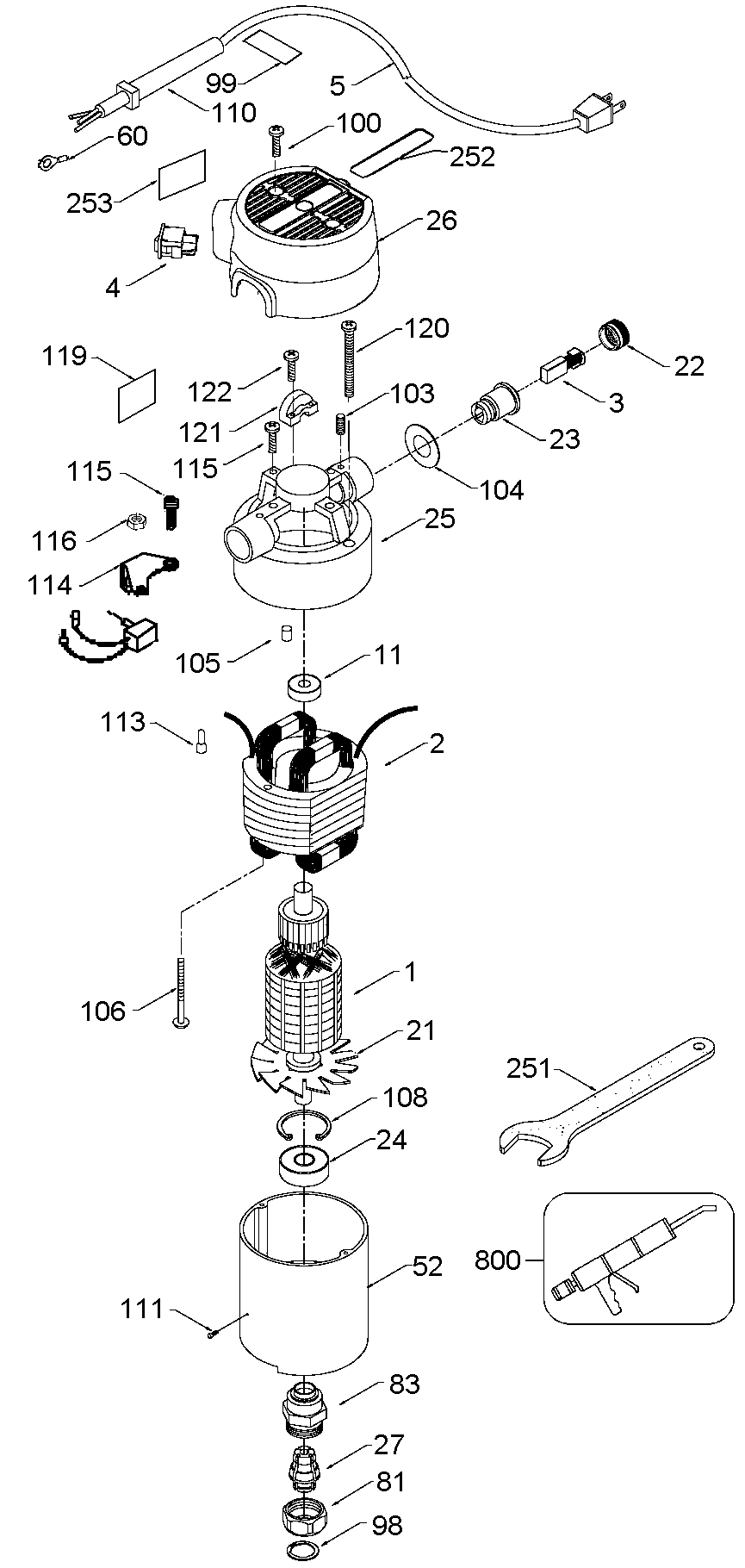 Page A Diagram and Parts List for 86902 Type 8 Porter Cable Router